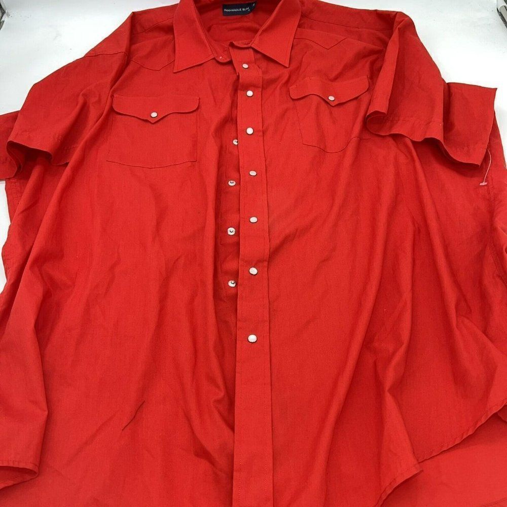 Vintage Panhandle Slim Western Shirt Men's 20 Red Long Sleeve Pearl Snap Pockets